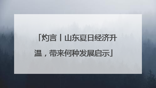 灼言丨山东夏日经济升温，带来何种发展启示