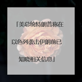 美总统特朗普称在以色列袭击伊朗前已知晓相关信息