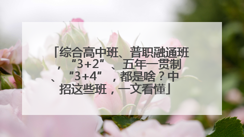 综合高中班、普职融通班，“3+2”、五年一贯制、“3+4”，都是啥？中招这些班，一文看懂