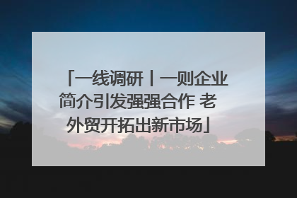 一线调研丨一则企业简介引发强强合作 老外贸开拓出新市场