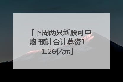 下周两只新股可申购 预计合计募资11.26亿元