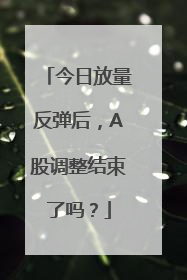 今日放量反弹后，A股调整结束了吗？