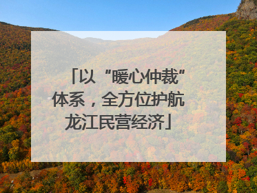 以“暖心仲裁”体系，全方位护航龙江民营经济