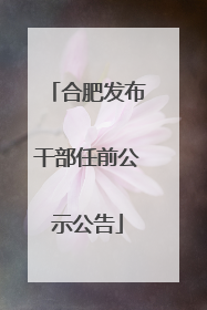 合肥发布干部任前公示公告