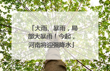 大雨、暴雨，局部大暴雨！今起，河南将迎强降水