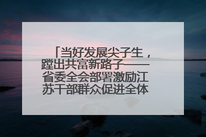 当好发展尖子生，蹚出共富新路子——省委全会部署激励江苏干部群众促进全体人民共同富裕