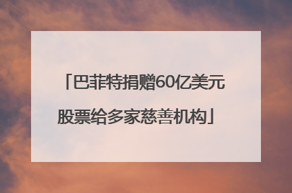 巴菲特捐赠60亿美元股票给多家慈善机构