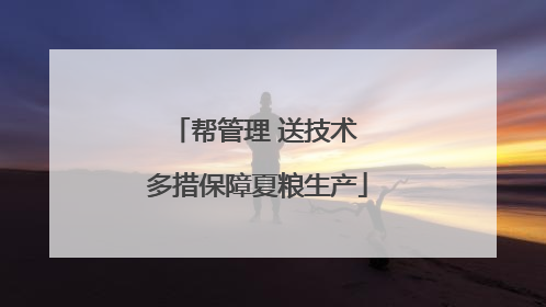帮管理 送技术 多措保障夏粮生产