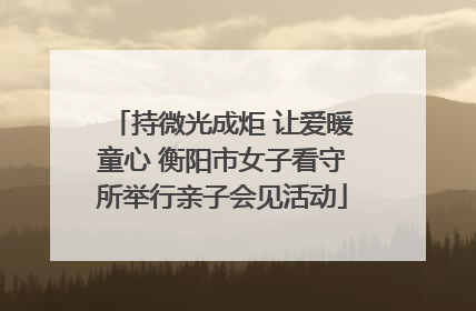 持微光成炬 让爱暖童心 衡阳市女子看守所举行亲子会见活动