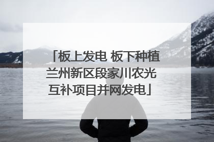 板上发电 板下种植 兰州新区段家川农光互补项目并网发电