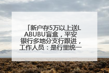 新户存5万以上送LABUBU盲盒，平安银行多地分支行跟进，工作人员：是行里统一的，进货渠道不清楚