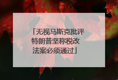 无视马斯克批评 特朗普坚称税改法案必须通过