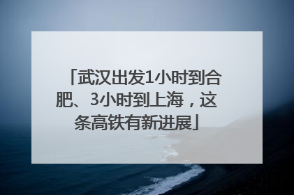 武汉出发1小时到合肥、3小时到上海，这条高铁有新进展