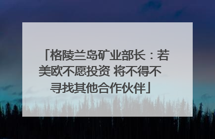格陵兰岛矿业部长：若美欧不愿投资 将不得不寻找其他合作伙伴