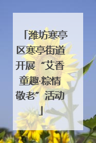 潍坊寒亭区寒亭街道开展“艾香童趣·粽情敬老”活动