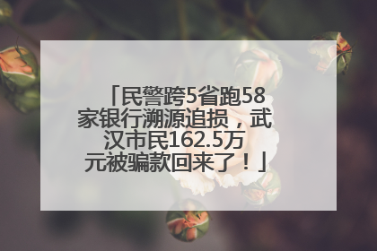 民警跨5省跑58家银行溯源追损，武汉市民162.5万元被骗款回来了！