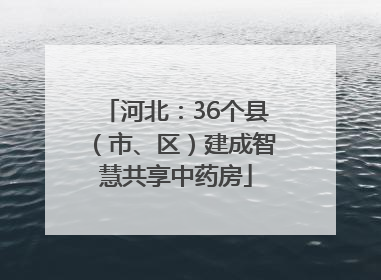 河北：36个县（市、区）建成智慧共享中药房
