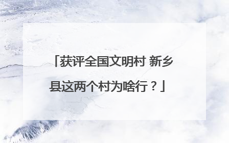 获评全国文明村 新乡县这两个村为啥行？