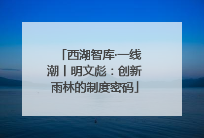 西湖智库·一线潮丨明文彪：创新雨林的制度密码