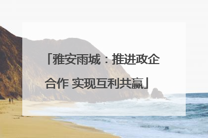 雅安雨城：推进政企合作 实现互利共赢