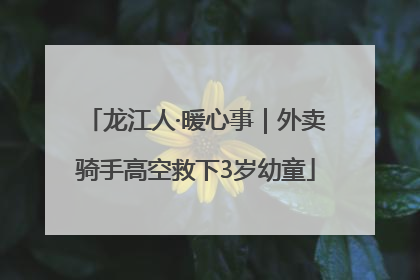龙江人·暖心事｜外卖骑手高空救下3岁幼童