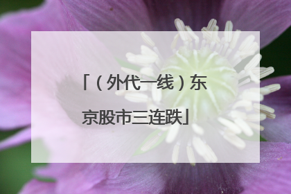 （外代一线）东京股市三连跌