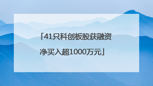 41只科创板股获融资净买入超1000万元